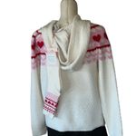 NWT Cupcakes & Cashmere Heart Print Hooded Sweater Matching Socks White Size M Photo 3