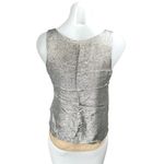 J.Crew Women Silver Metallic Glitter Sparkly Mesh Overlay Sleeveless Tank Top 0 Photo 1