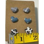 None Fabric Covered Button Earring Studs Plaid Cheetah Photo 3