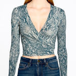 Only Hearts  python snake print semi-sheer wrap blouse NWT Photo 0