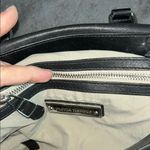 Olivia Harris Black Leather Duffel Bag with Modern Chain Photo 10