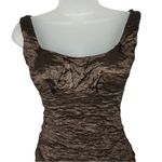 Nicole Miller  Ruched Metallic Brown Midi Dress Sz 0 Photo 2