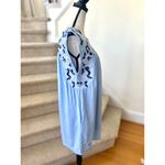 J.Marie Sky Blue Embroidered Floral Mexican Style Shift Dress Size M Photo 1