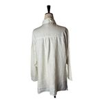 XCVI Shirt Women Medium White Linen Raw Hem Long Sleeve Button Down Top Preppy Photo 1