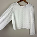 Sincerely Jules Blouse Top Womens XL White Gold Printed Sheer Long Sleeve Dressy Photo 4