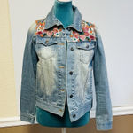 Johnny Was  Desi Floral Embroidered Denim Jean Jacket Boho Size Small Photo 0
