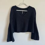 Free People Damsel Black Bell Sleeve Knit Sweater Size Small Oversized Photo 1