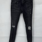Frame  Le Skinny de Jeanne Black Distressed Noir Low Rise Skinny Denim Jeans 24 Photo 0