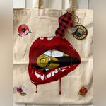 Handmade Red lips  tote bag Photo 0