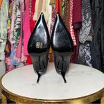 Versace New Gianni  Black Logo Print 80mm Leather Pumps Photo 11