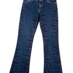 Allen B Schwartz Flare Denim Mid Rise Black Animal Print Blue Jeans Womens 28 Photo 3