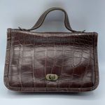 Vintage Brown Croc Embossed Faux Leather Maggie Lawrence Satchel Handbag Purse Photo 2