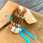 Anthropologie Shiraleah Kiera Brush Ring with Fringe Brush Peach Cream Tassel Gold Tone NWT Photo 1