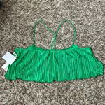 Good American Plisse Bungee Strap Crop Top In Summer Green NWT SZ 00/0 XS/S Photo 5