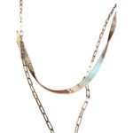 Gold Tone Layered Chain Necklace Herringbone Chain Link Textured Round Pendant Photo 2