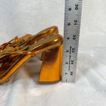 Lovella Metallic Gold Flower‎ Thong Sandals Heels Party Wedding Shoes Size 8/38 Photo 6