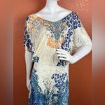 Reba  Blue and Cream Patterned Maxi Dress Size Large. E55 Photo 14
