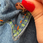 Liz Claiborne CRAZY HORSE Vintage Funky Artsy Embroidered Denim Jean Jacket Photo 8