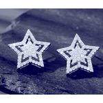 Boutique Large‎ Sparkling Star Earrings | White Gold Plated Silver Photo 13
