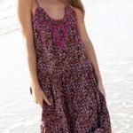 Natural Life Women L XL Boho Floral Print Midi Maxi Dress Embroidered Ruffle Photo 0