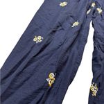 ZARA  navy paper bag style belted trousers with embroidered flowers in Medium Photo 1