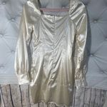 Lulus NWT bride Satin Ivory long sleeve Mini dress women size XS Elegant Photo 3