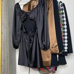 Princess Polly Nakita Long Sleeve Mini Satin Cutout Dress in Black Photo 11