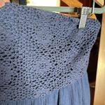 American Eagle  Outfitters Strapless Tiered Crochet Denim Blue Dress Size Large Photo 2