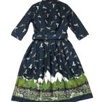 NWT Palava Cynthia in Navy Birds of Prey Belted Cotton Shirt Dress UK 8 / US 4 Blue Photo 7