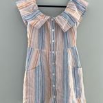 Reformation  Landy Marbella Off Shoulder Linen Stripe Dress 12 Photo 3