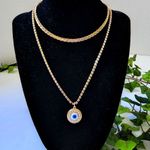 Francesca's Gold Evil Eye Double Chain Necklace Photo 0