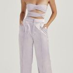 House Of CB London Alivia Satin Wide Leg Trousers Grey Womens Size XS Photo 2