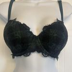 Pink Coconut Boutique Victoria's Secret PINK Date Pushup Bra Size 34DD Green Plaid Floral Lace Photo 0