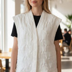ZARA NWT Ivory Quilted Patchwork Vest Bloggers Fave SZ- Medium / Length Photo 1