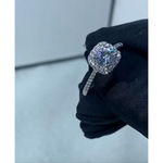 Boutique NEW 2 Ct Pave Halo Round Platinum S925 Diamond Engagement Ring‎ | Sz 7.5 NEW Photo 15