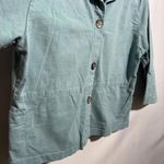 VTG Mill Valley Cotton Teal Button Up Top Lagenlook Artsy Boho USA Made M Preppy Green Size M Photo 2
