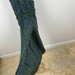 Free People Brielle Midi Dress Mesh Ruched Side Slit Blue Green Printed M NWT Photo 5