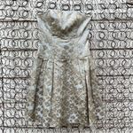 Jessica McClintock Y2K  strapless gold blue foil floral pleat skirt prom dress 10 Photo 1