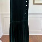 Vintage 80s 90s Eileen West Dark Green Velvet Drop Waist Dress 10 Photo 3