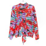 Vintage Red Sheer Floral Print Blouse Size undefined Photo 2