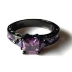 Black Purple Rhinestone Ring Cocktail Statement Photo 0