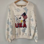 Peanuts Snoopy Tie Dye USA 4th of July Soft Crew Neck Sweater Size 2XL Oversized Blue Photo 0