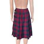 FLORENCE WALSH Vintage Pleated Plaid Wool Kilt Size 14 Red Photo 6