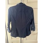 Nautica Women's 100% Cotton Wrinkle Resistant Navy Polka Dot Button Down Shirt S Photo 2