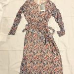 Sézane NWT Victoire MIDI Dress Multicolored Flowers purple pink SZ38 US6 bust38 Photo 2