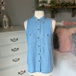 CHAPS Denim Shirt Summer Beach Button Down Front  Womens Small Photo 2
