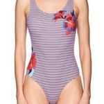 ONIA  Kelly Hibiscus Stripe Printed Swimsuit Size Small Photo 0