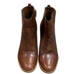 Brighton Glory Brown Leather Ankle Boots Womens Size 8M Boho Laser Cut Floral Photo 2