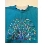 Vtg King Universal Sweatshirt M Teal Peacock Embroidered Pullover Double Collar Blue Size M Photo 1