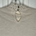 Anthropologie  Sz XS Boho Top High Lace Neck Long Sleeves Metallic Gold Accent Photo 8